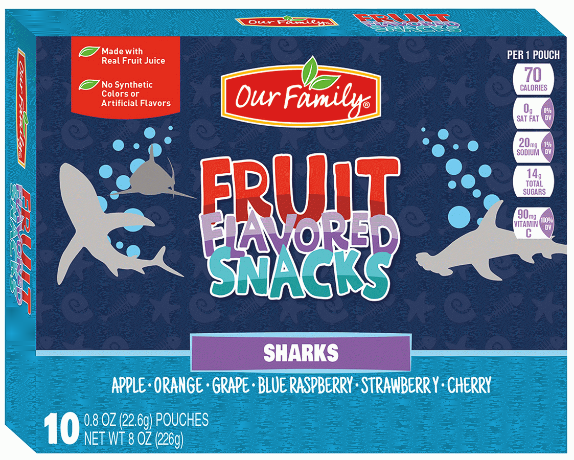 Our Family Sharks fruit flavored snacks, 10-pouches Full-Size Picture